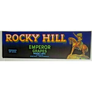 Vintage Rocky Hill Original 1940s Exeter CA Emperor Grape Crate Label Z-2
